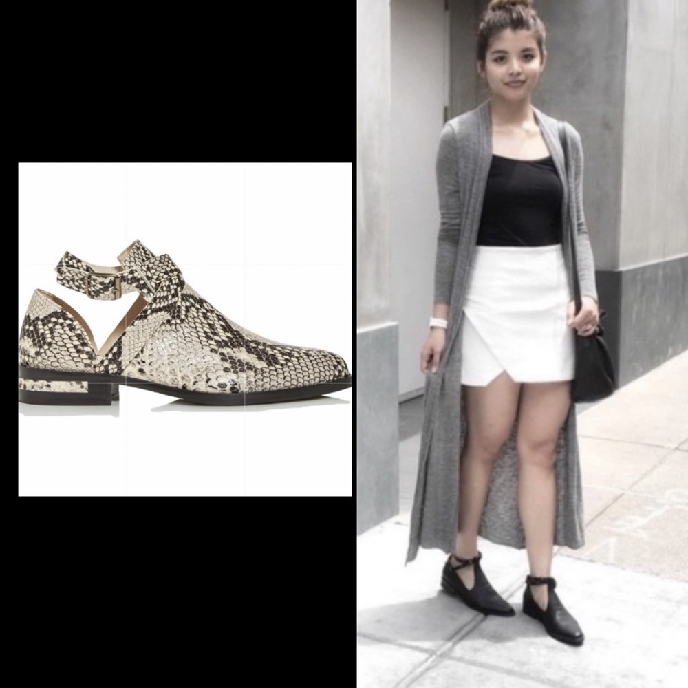 NEW Freda Salvador Spark Snake Print Ankle Strap Booties Black & White Sz 5.5